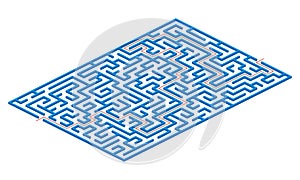 Labyrinth game. 3D Maze or puzzle design. Find the way and right solution for exit. Vector illustration.